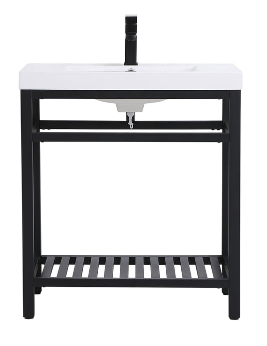 30 inch Single Bathroom Metal Vanity in Black