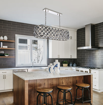 Madison 6 light polished Nickel Chandelier Silver Shade (Grey) Royal Cut Crystal