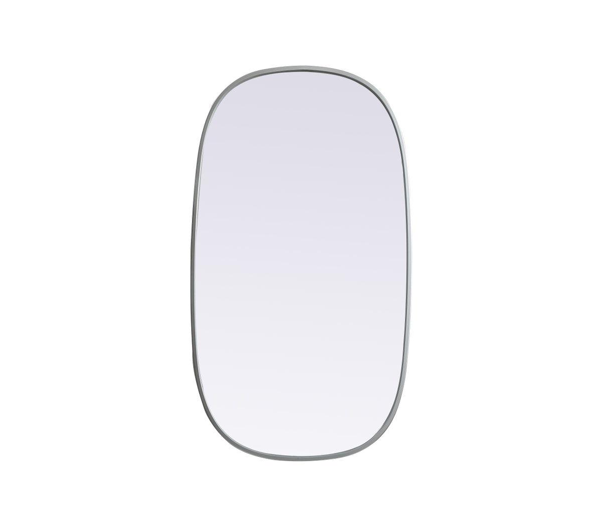 Metal Frame Oval Mirror 20x36 Inch in Silver