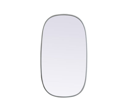 Metal Frame Oval Mirror 20x36 Inch in Silver