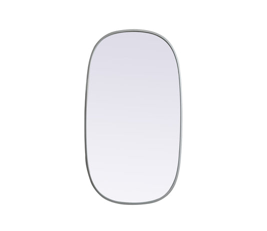 Metal Frame Oval Mirror 20x36 Inch in Silver