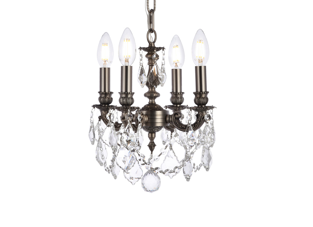 Lillie 4 light Pewter Pendant Clear Royal Cut Crystal