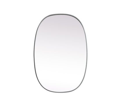 Metal Frame Oval Mirror 27x40 Inch in Silver
