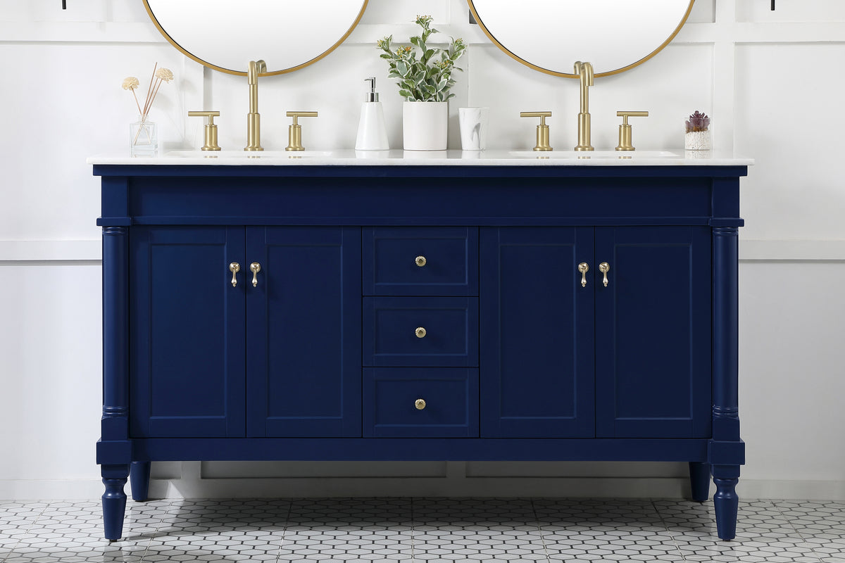 60 inch double bathroom vanity in blue