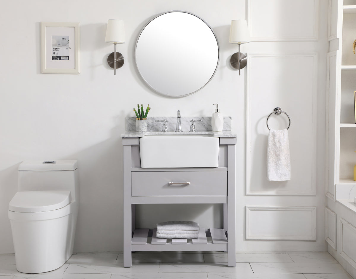 30 inch Single bathroom vanity in grey with backsplash