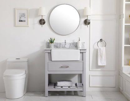 30 inch Single bathroom vanity in grey with backsplash