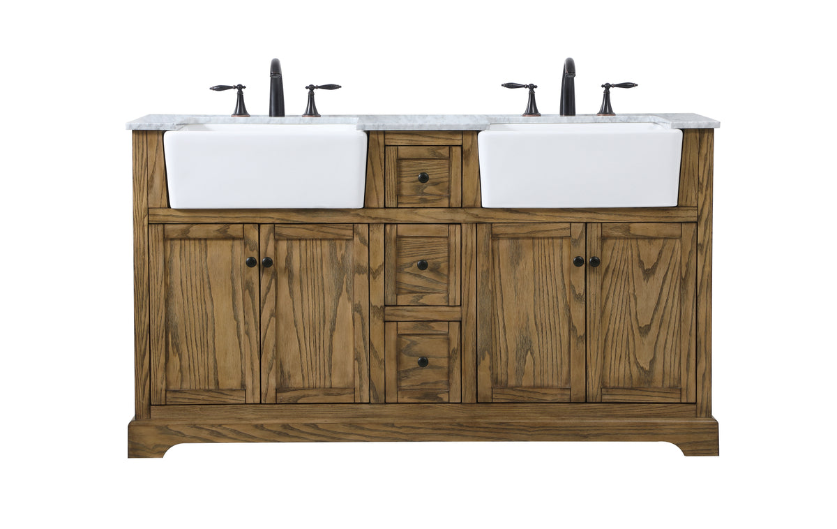 60 inch double bathroom vanity in driftwood