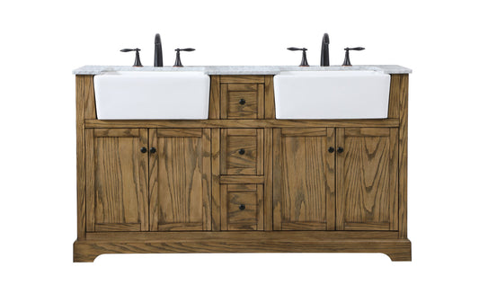 60 inch double bathroom vanity in driftwood