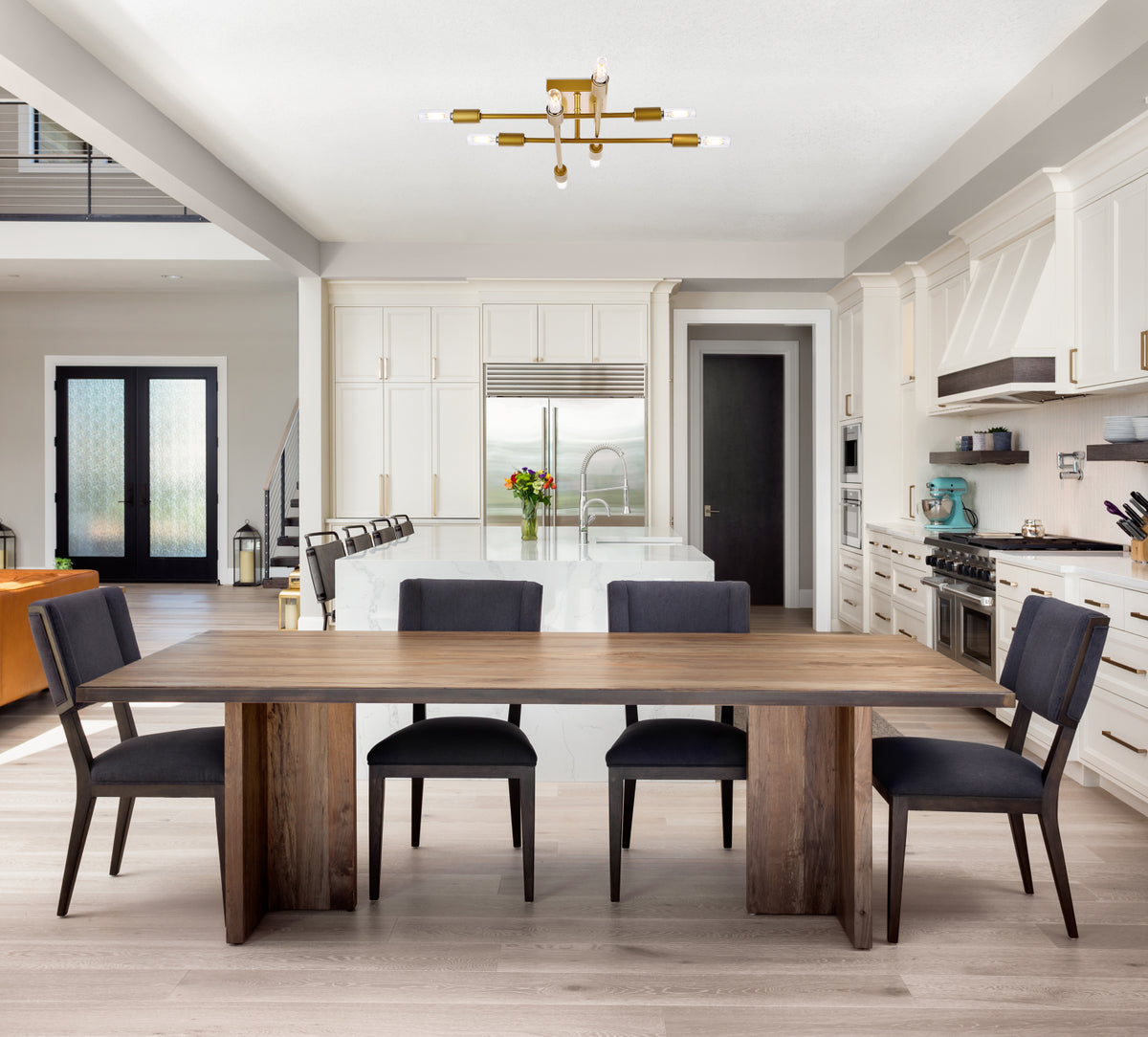 Script 8 lights brass flush mount