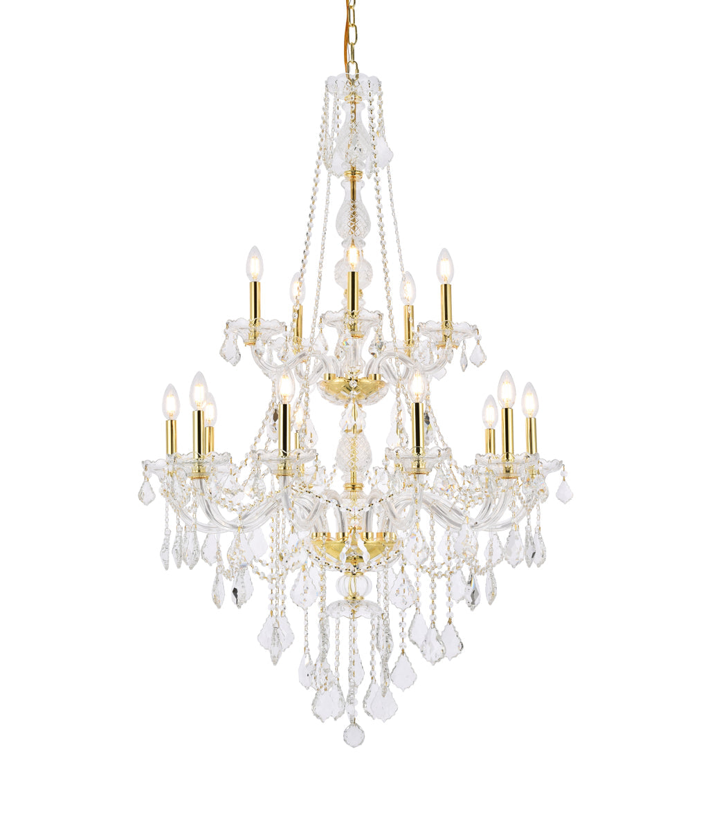 Verona 15 light Gold Chandelier Clear Royal Cut Crystal