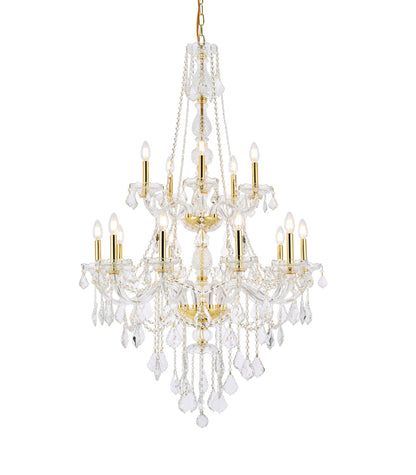 Verona 15 light Gold Chandelier Clear Royal Cut Crystal