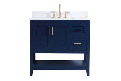 36 inch Single Bathroom Vanity in Blue with Backsplash
