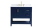 36 inch Single Bathroom Vanity in Blue with Backsplash