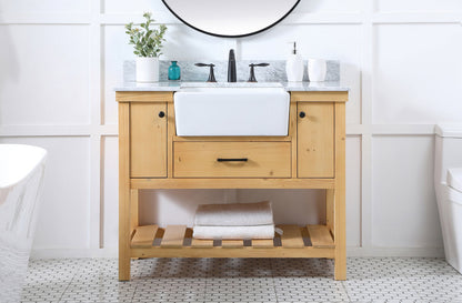 42 inch Single bathroom vanity in natural wood with backsplash