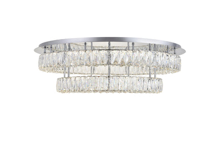 Monroe LED light Chrome Flush Mount Clear Royal Cut Crystal