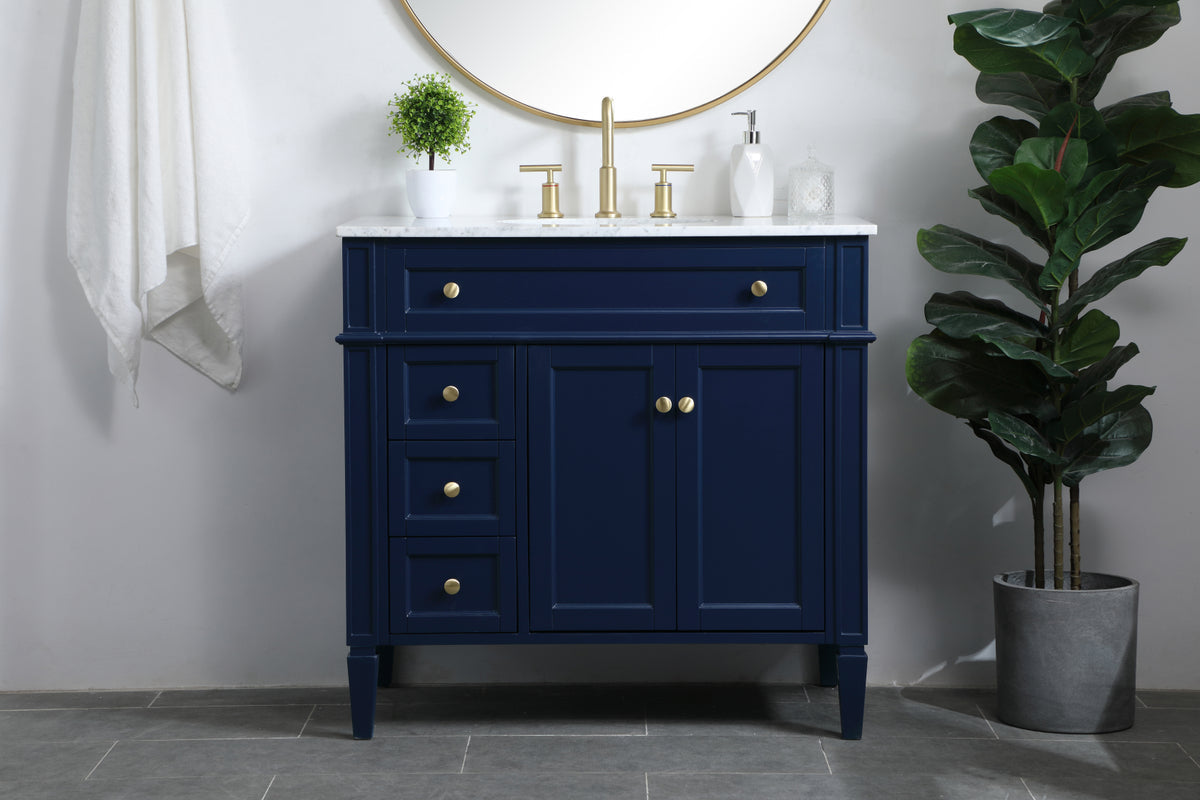 36 inch Single bathroom vanity in blue