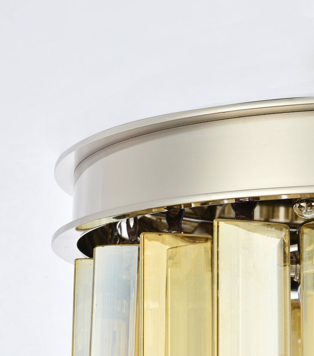 Sydney 3 light polished nickel Pendant Golden Teak (Smoky) Royal Cut Crystal