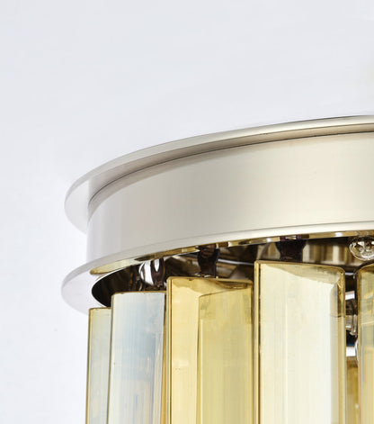 Sydney 3 light polished nickel Pendant Golden Teak (Smoky) Royal Cut Crystal