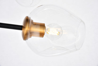 Cavoli 7 light in Light Antique Brass and Flat Black Pendant