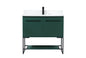 36 inch Single bathroom vanity in green with backsplash