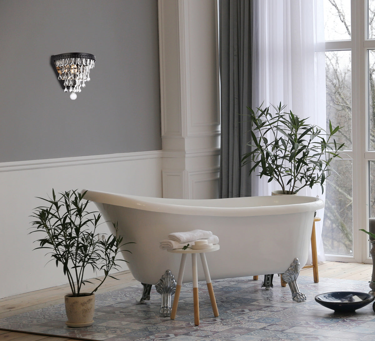 Nordic 1 light black wall sconce