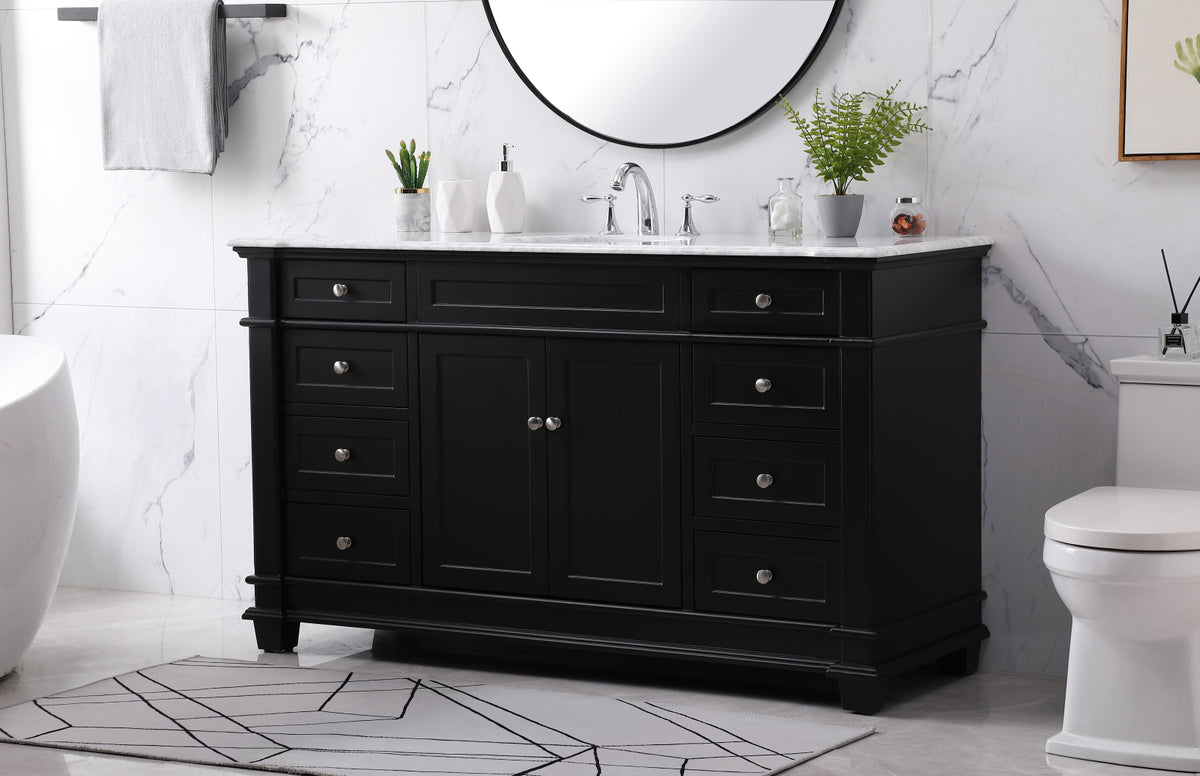 60 inch Single bathroom vanity set in black