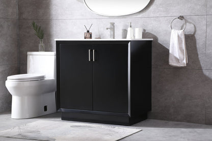 36 Inch SIngle Bathroom Vanity In Black