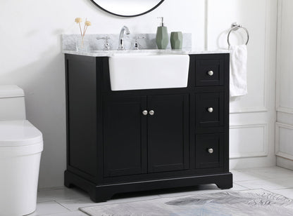 36 inch Single bathroom vanity in black with backsplash