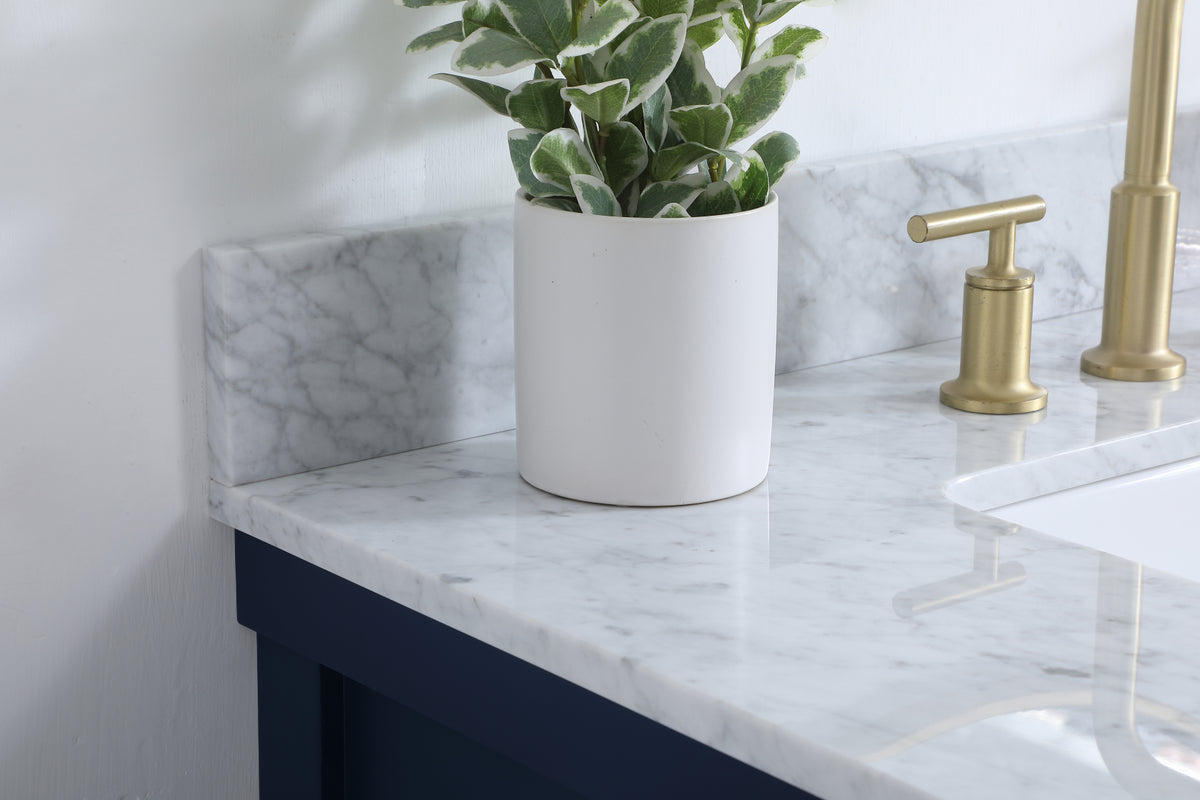 36 inch Single bathroom vanity in blue with backsplash