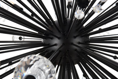 Vera 38 inch crystal starburst round pendant in black