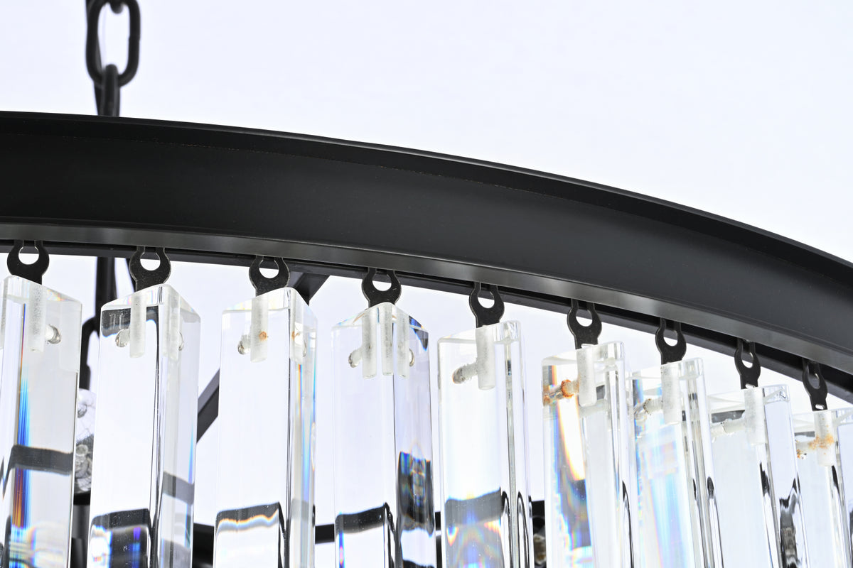 Sydney 36.5 inch spiral crystal chandelier in matte black