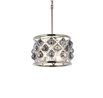 Madison 3 light polished Nickel Pendant Silver Shade (Grey) Royal Cut Crystal