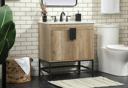 30 inch Single bathroom vanity in natural oak