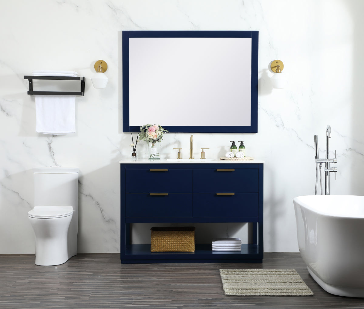 48 inch Single bathroom vanity in blue