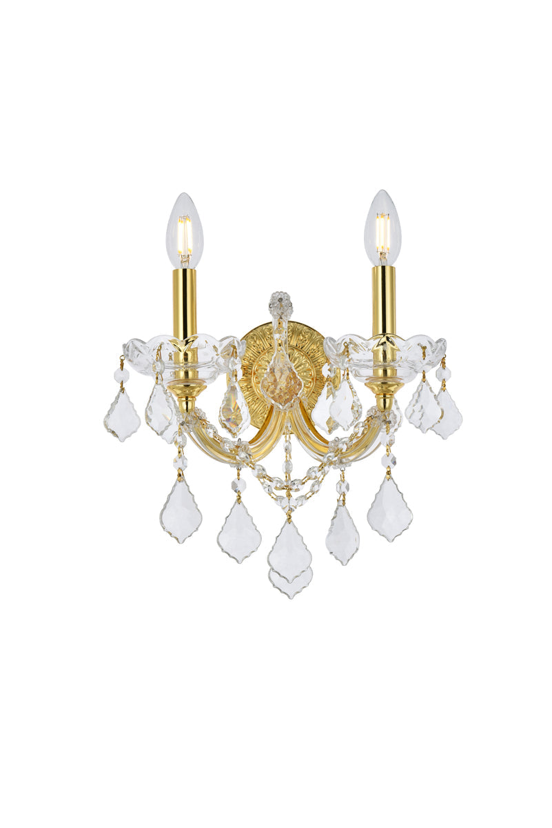 Maria Theresa 2 light Gold Wall Sconce Clear Royal Cut Crystal