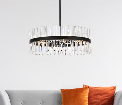 Serephina 32 inch crystal round chandelier light in black