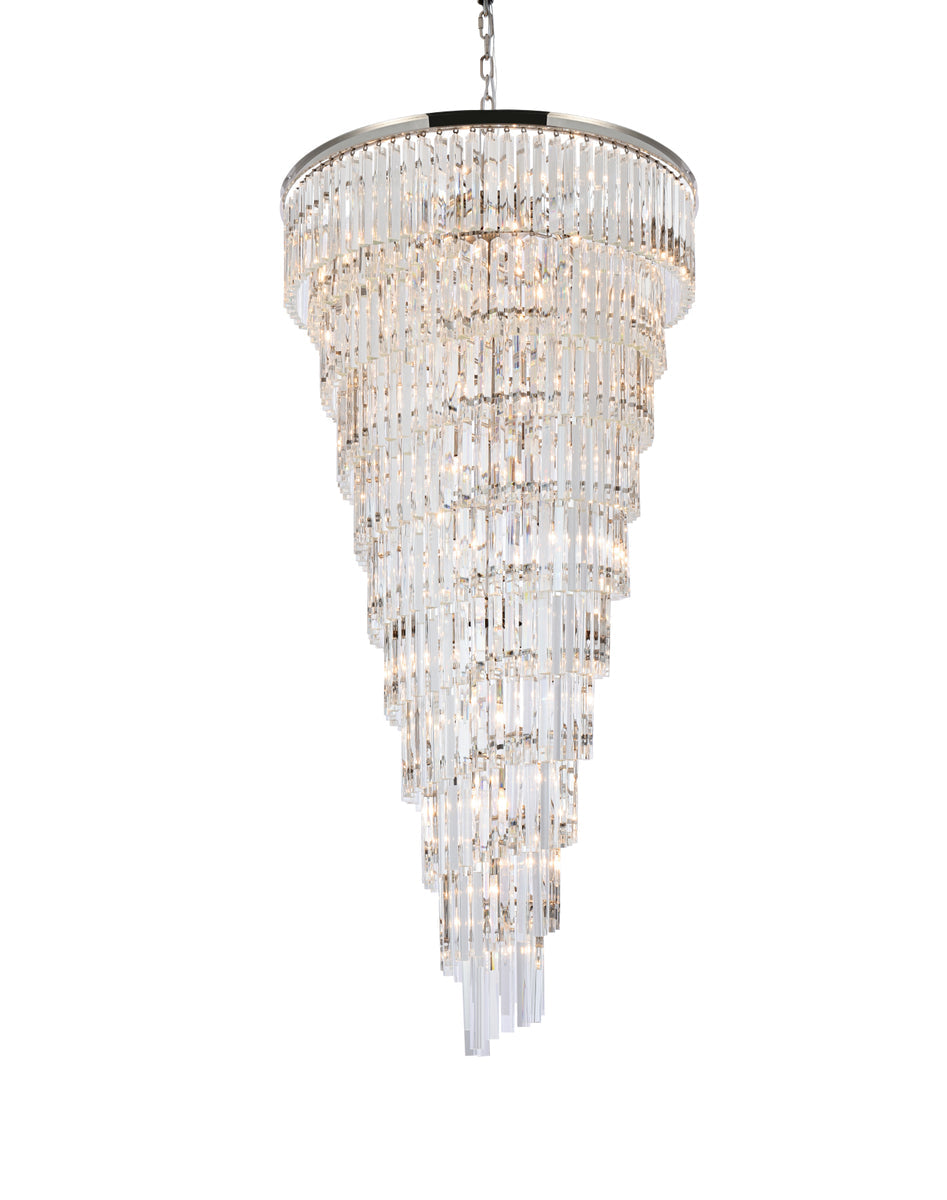 Sydney 36.5 inch spiral crystal chandelier in polished nickel