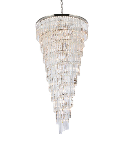 Sydney 36.5 inch spiral crystal chandelier in polished nickel