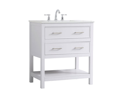 30 inch Single Bathroom Vanity in White