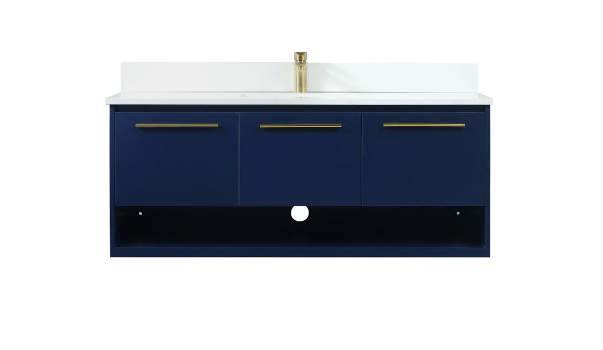 48 inch Single bathroom vanity in blue with backsplash
