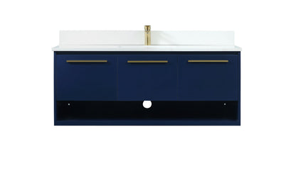 48 inch Single bathroom vanity in blue with backsplash