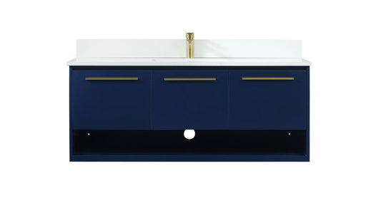 48 inch Single bathroom vanity in blue with backsplash