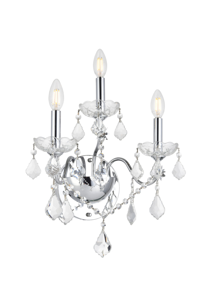 St. Francis 3 light Chrome Wall Sconce Clear Royal Cut Crystal