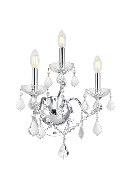 St. Francis 3 light Chrome Wall Sconce Clear Royal Cut Crystal
