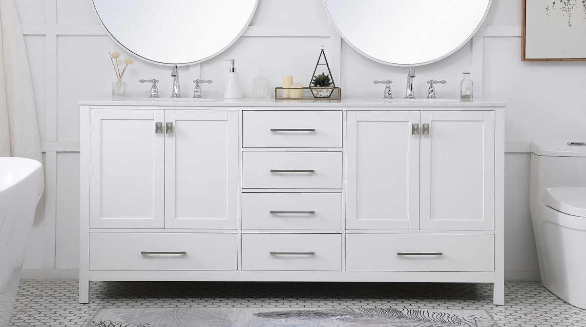 72 inch Double Bathroom Vanity in White