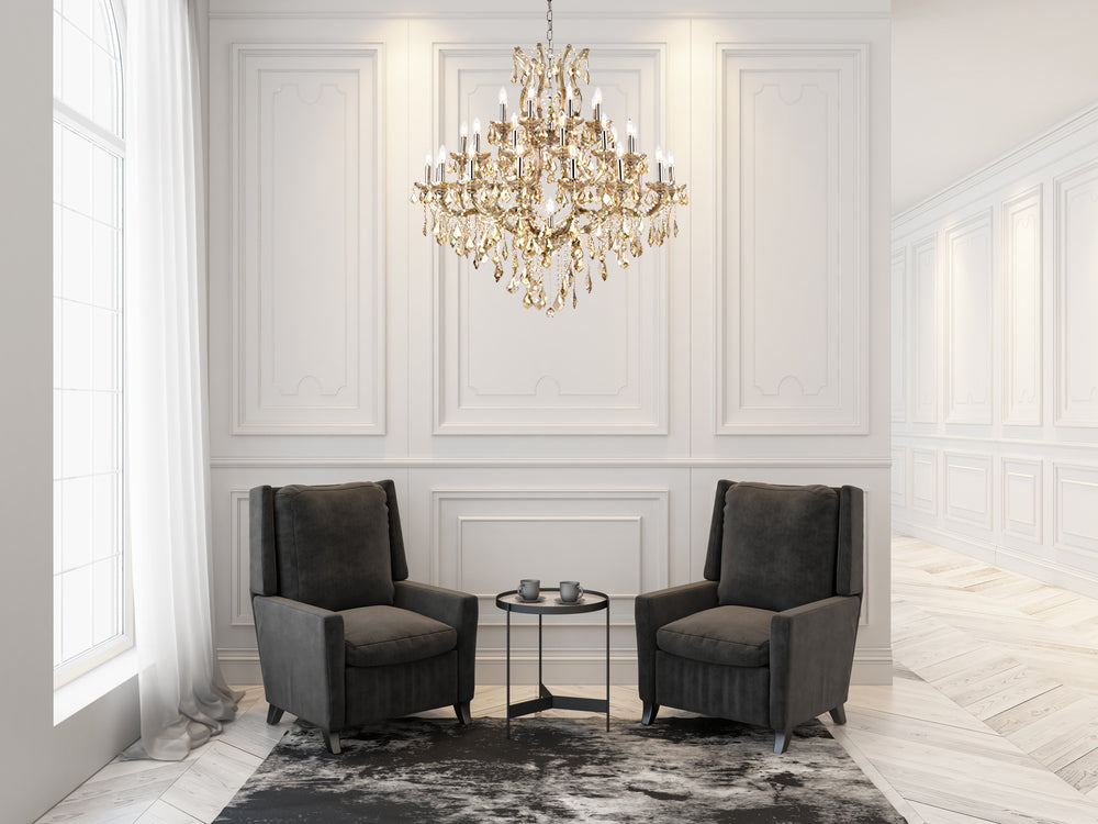 Maria Theresa 37 light Golden Teak Chandelier Golden Teak (Smoky) Royal Cut Crystal