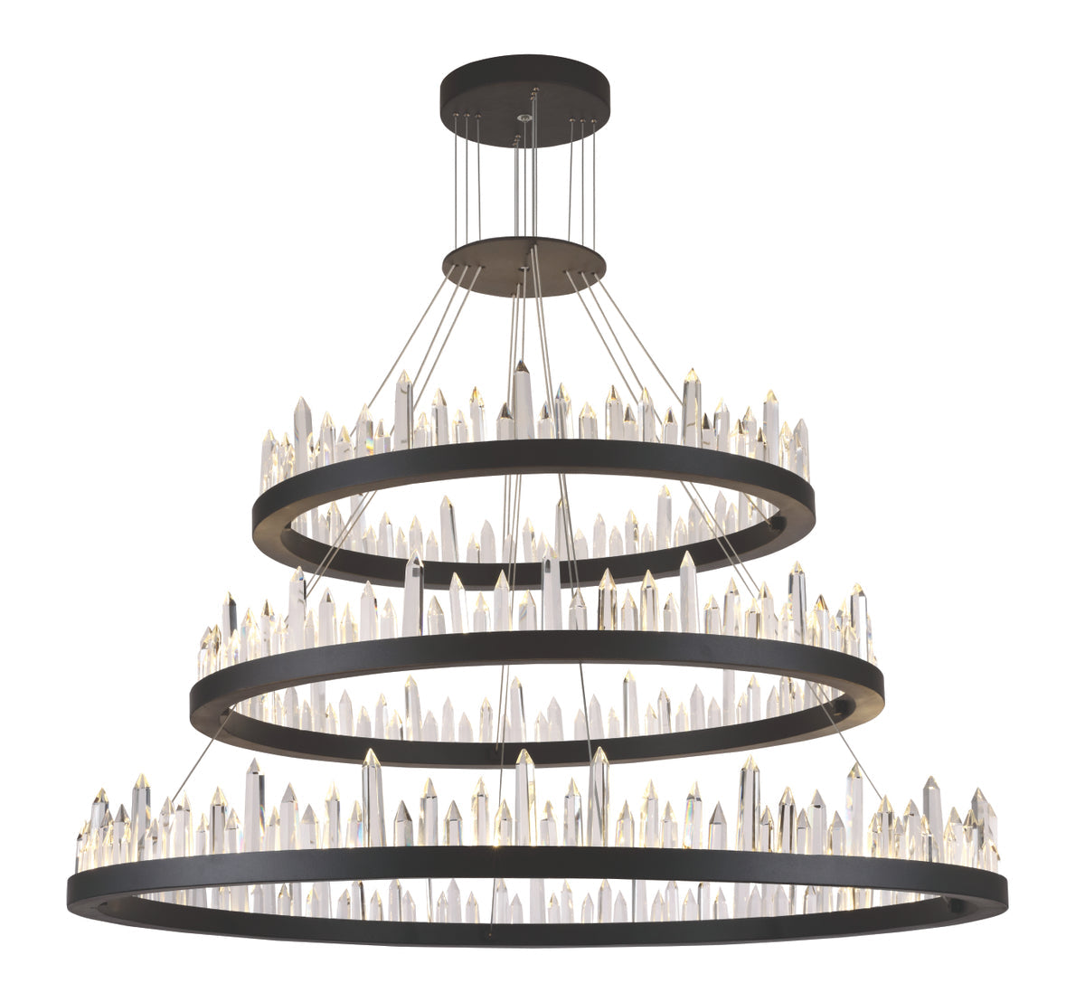 Malta 128 light Satin Dark Grey Chandelier Clear Royal Cut Crystal