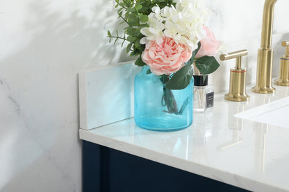 36 inch Single bathroom vanity in blue with backsplash