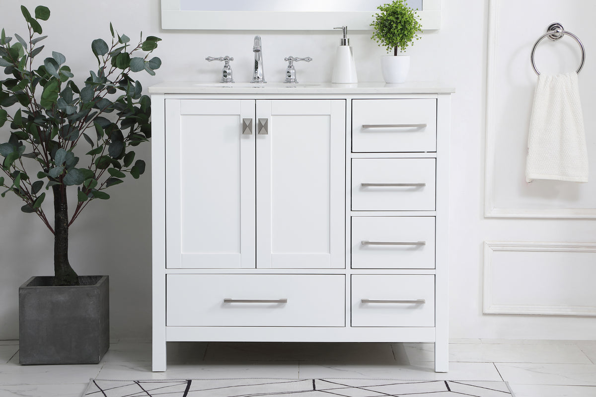 36 inch Single Bathroom Vanity in White