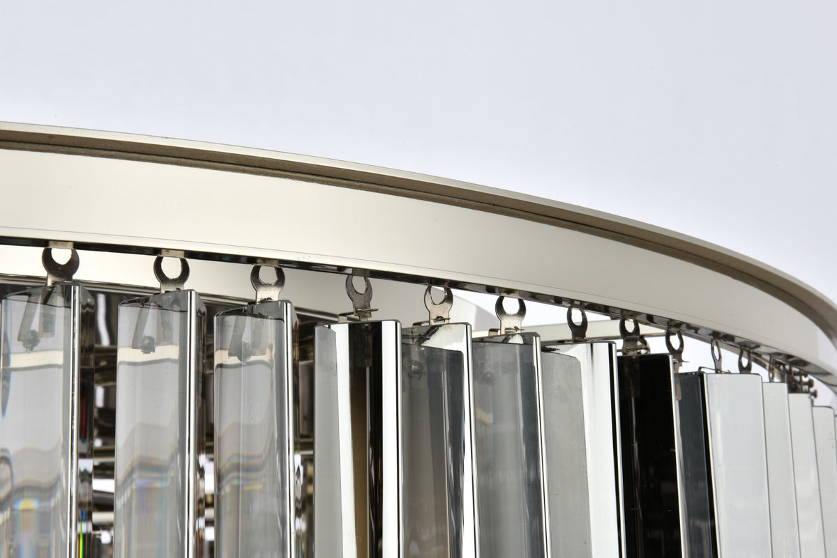 Sydney 10 light polished nickel Flush Mount Silver Shade (Grey) Royal Cut Crystal